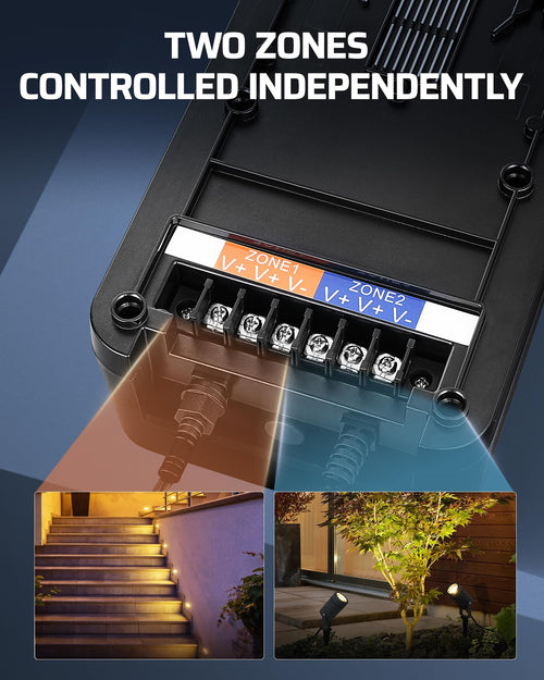 200W Low Voltage Landscape Transformer with 2 Zones O943