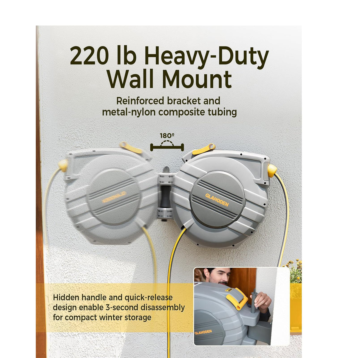 5/8 in x 100 ft Retractable Garden Hose Reel L755