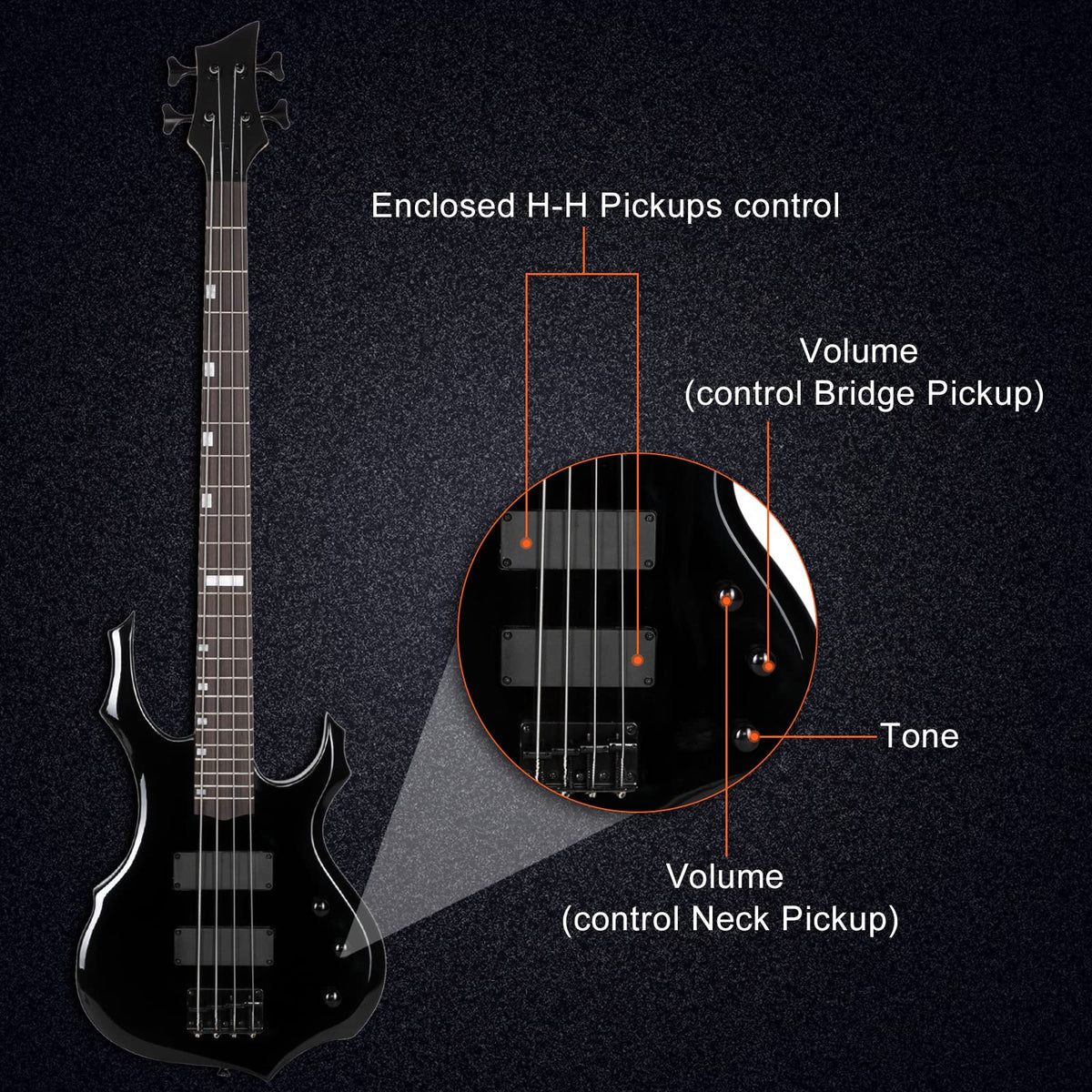 Full Size Flame Design Electric Bass Guitar Kit X859696