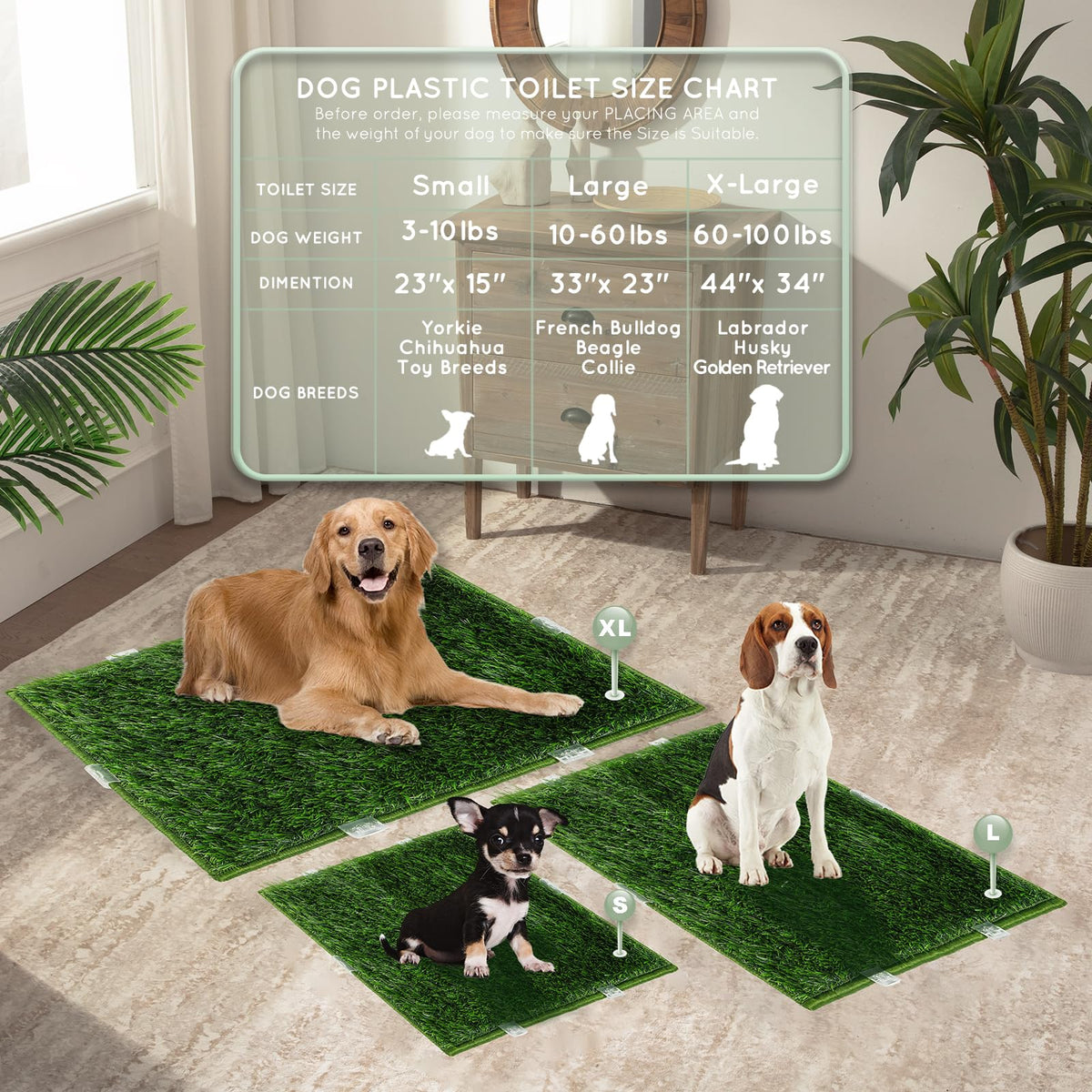 Extra Large Ultra-Absorbent Artificial Grass Pads with Washable Pee Pads 2 Sets C199098