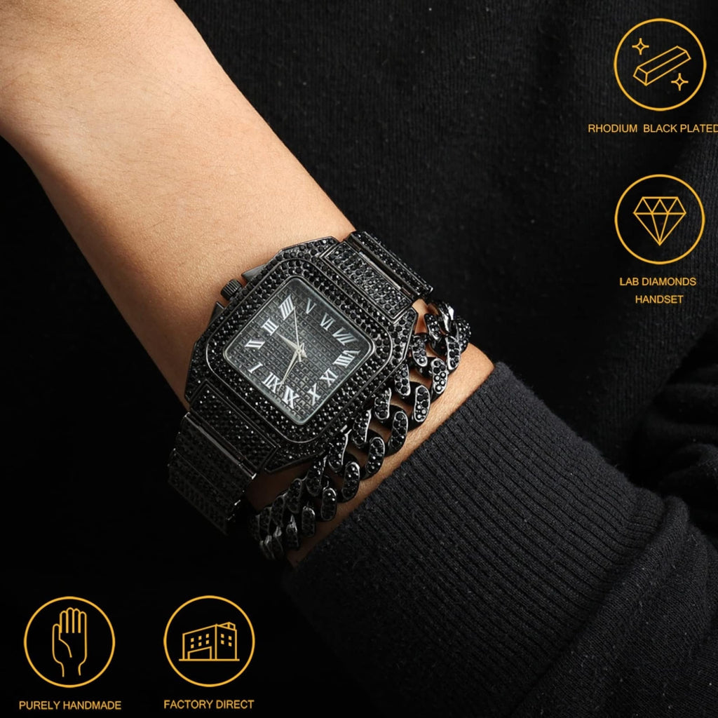 Men's Watch with Cuban Link Chain T4409
