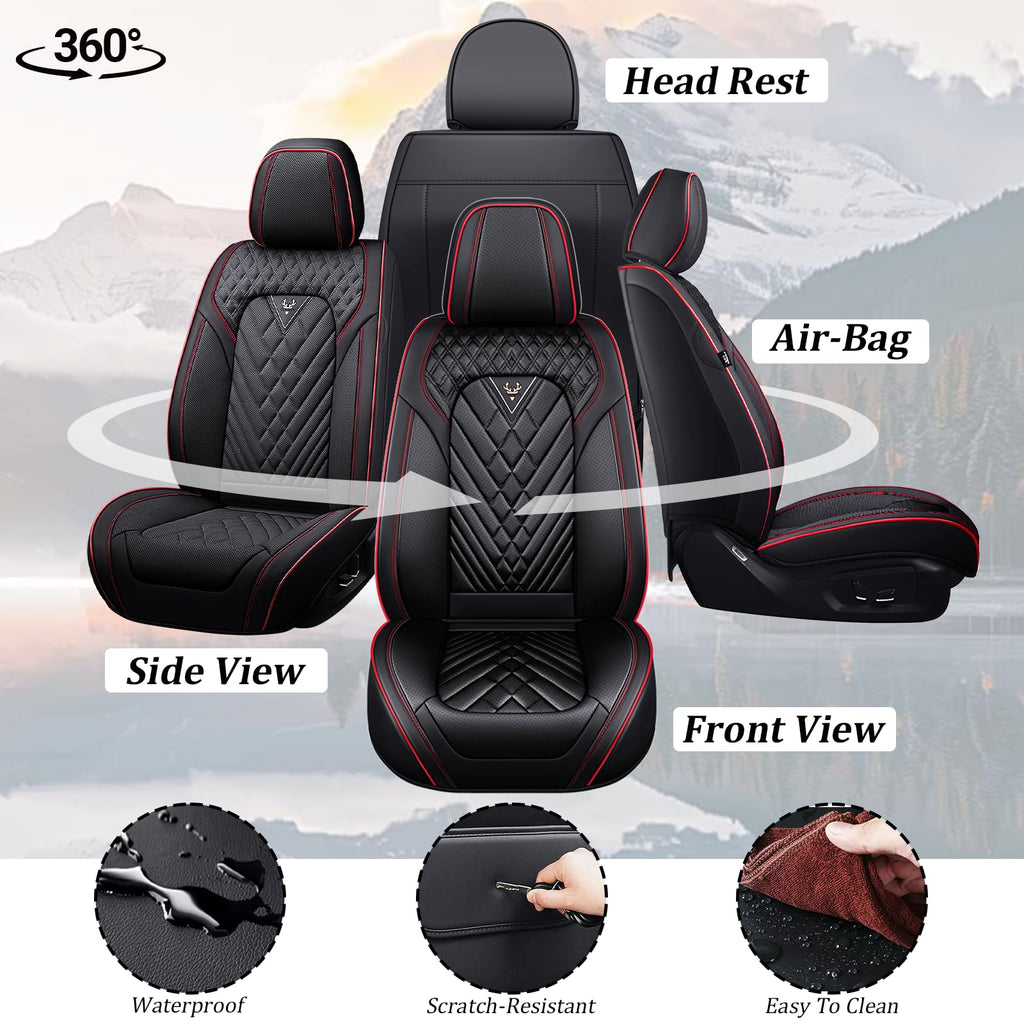 Waterproof Nappa Leather Full Set Car Seat Covers X7842