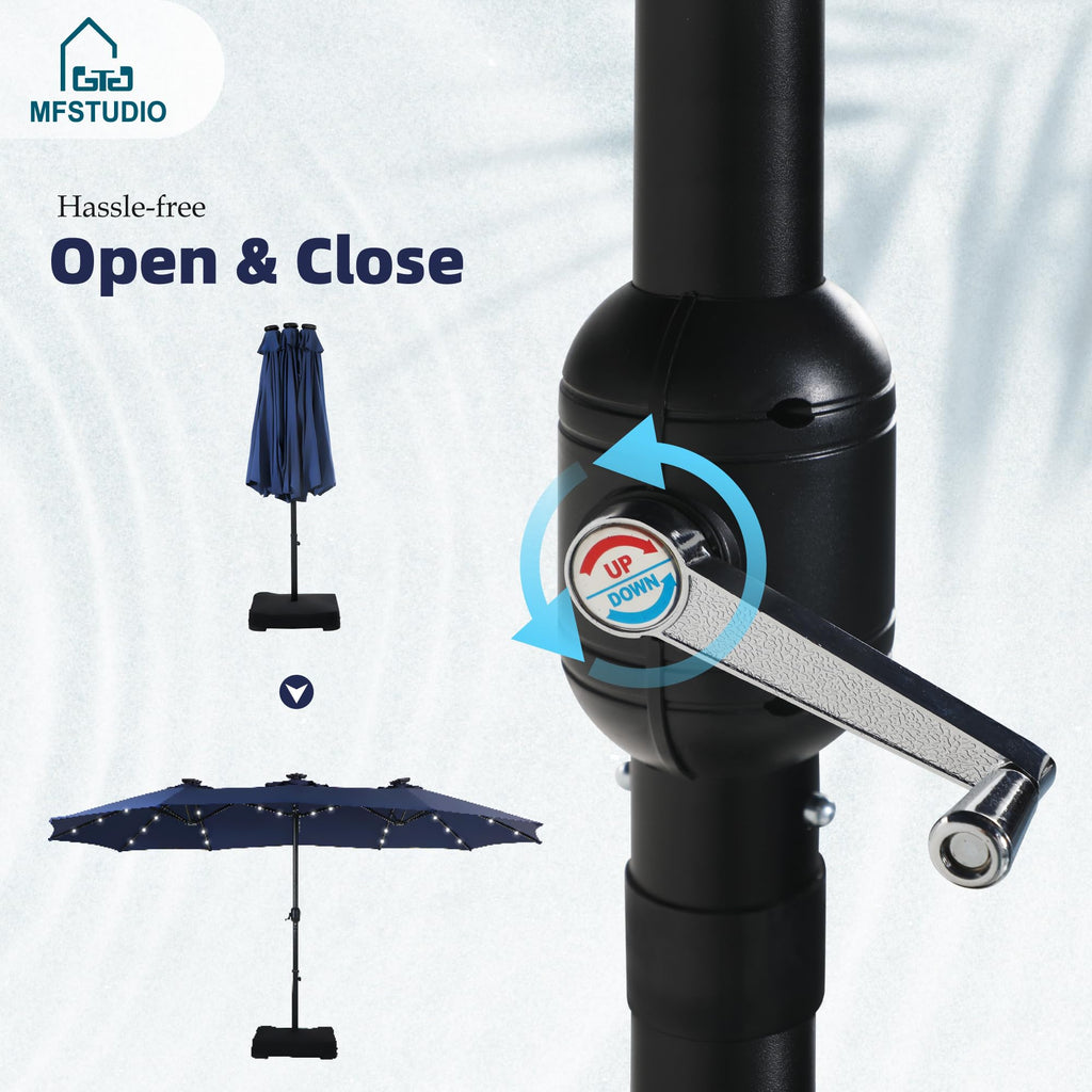 Navy Blue Double-Sided 15ft Patio Umbrella X53360