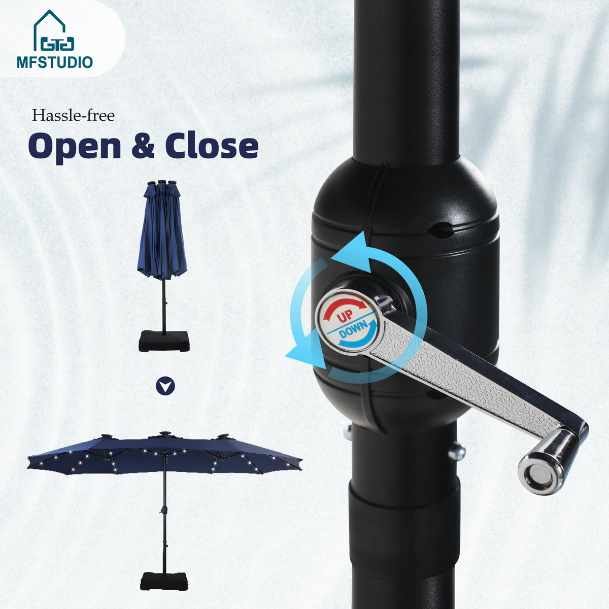 Navy Blue Double-Sided 15ft Patio Umbrella X53360