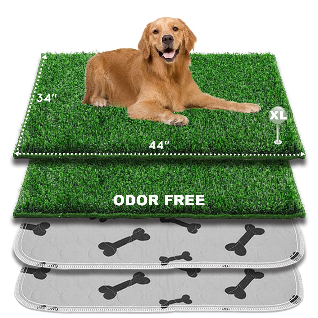 Extra Large Ultra-Absorbent Artificial Grass Pads with Washable Pee Pads 2 Sets C199098