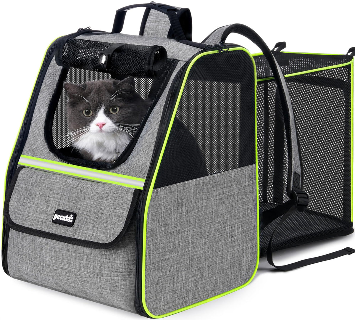 Expandable Cat Backpack Carrier with Ventilated Mesh, Grey M14574