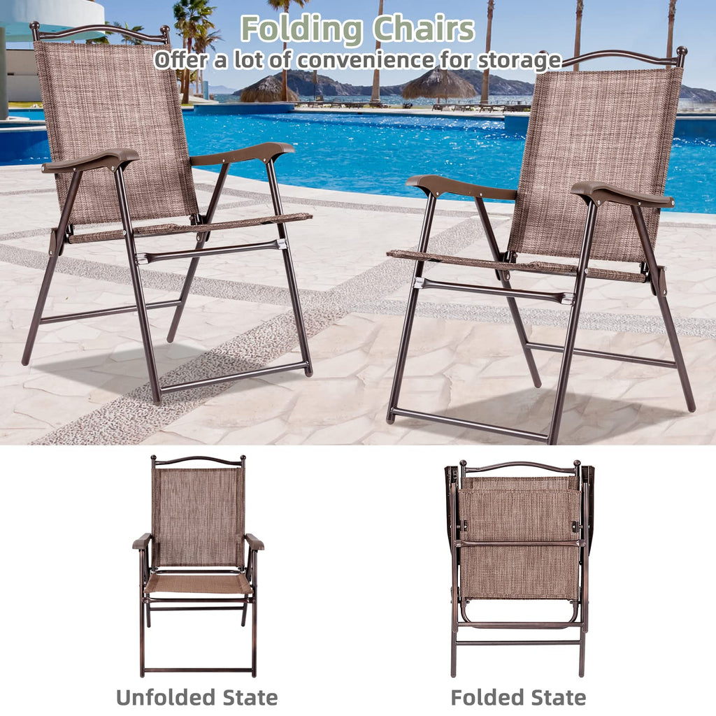Set of 2 Brown Folding Patio Dining Chairs with Armrests V57171