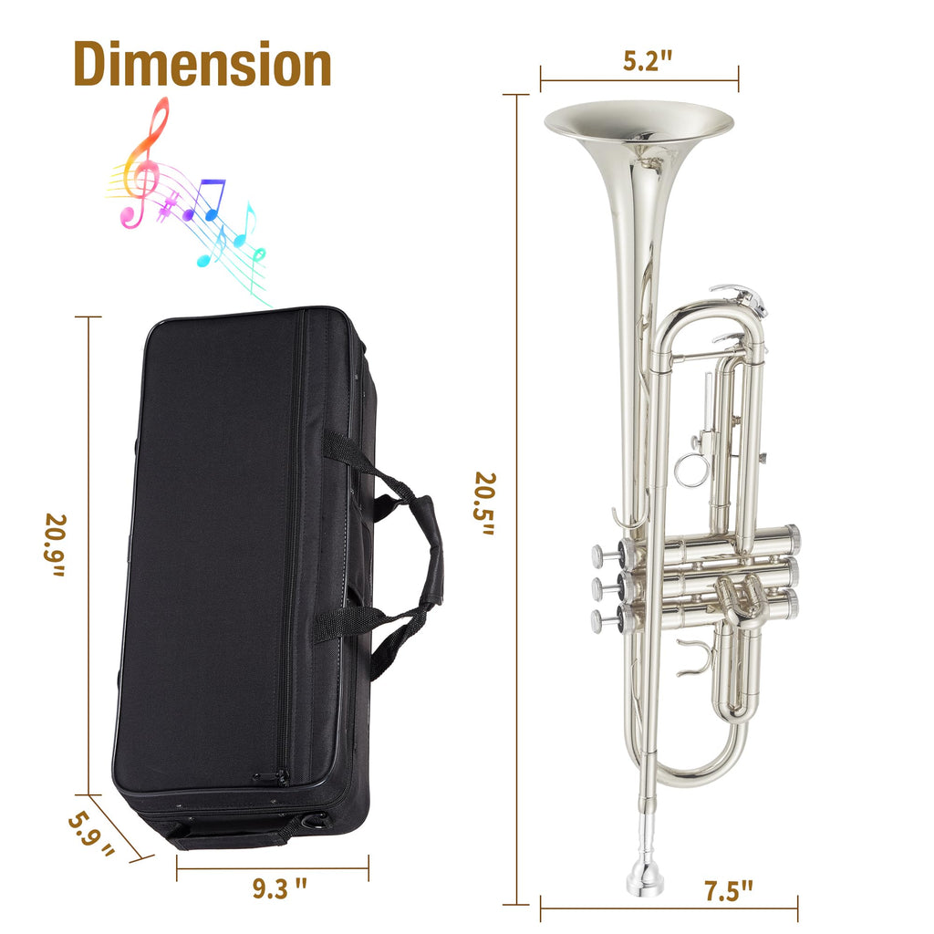 Nickel-Plated Brass Trumpet with Hard Case O642