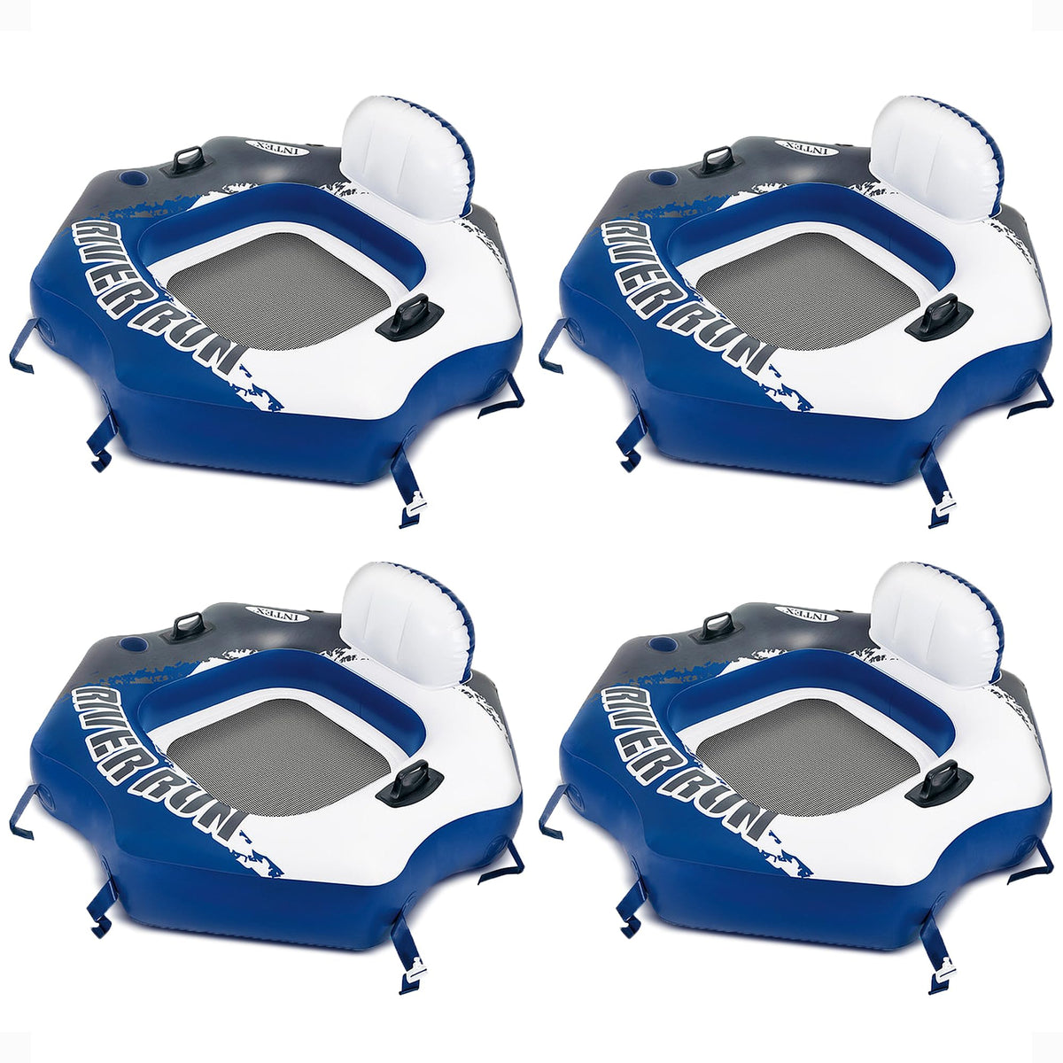 Single Person Inflatable Lounge Tube Chair with Mesh Bottom, Backrest, and Built in Cupholders P476878