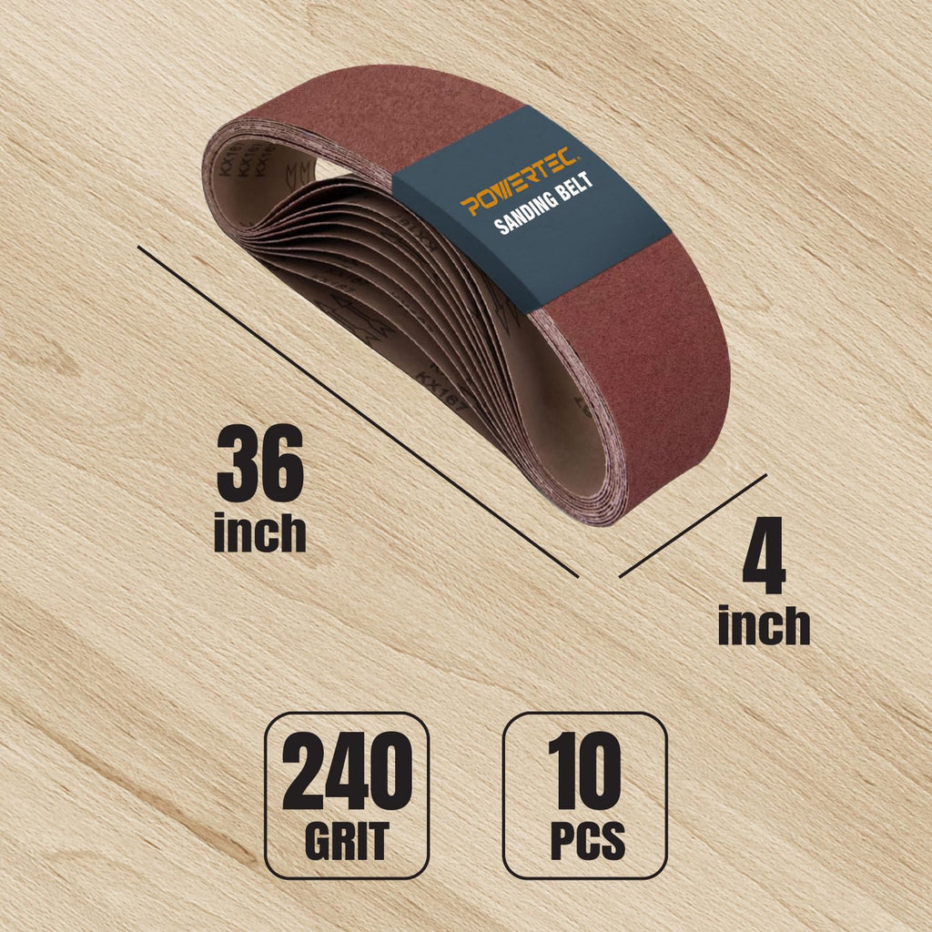 4 x 36 Inch Aluminum Oxide Sanding Belts 80 120 240 Grit 10 Pack I3631