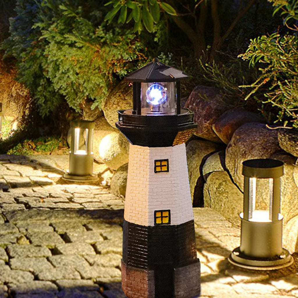 Solar Powered Lighthouse Garden Light with Rotating Beacon K48079