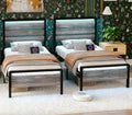 Twin Bed Frame Set of 2 with LED Headboard and USB Charging Station Z415160