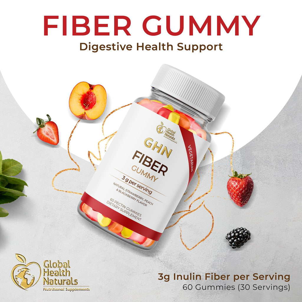 Vegan Fiber Gummies 3g Prebiotic Inulin Non-GMO Gluten-Free 30 Servings P7988