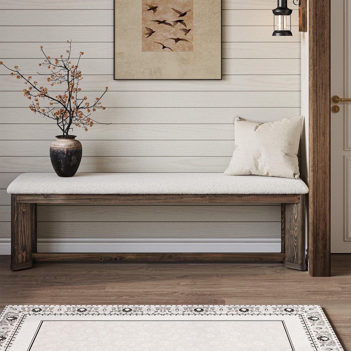 Upholstered Bench with Cushion M9128