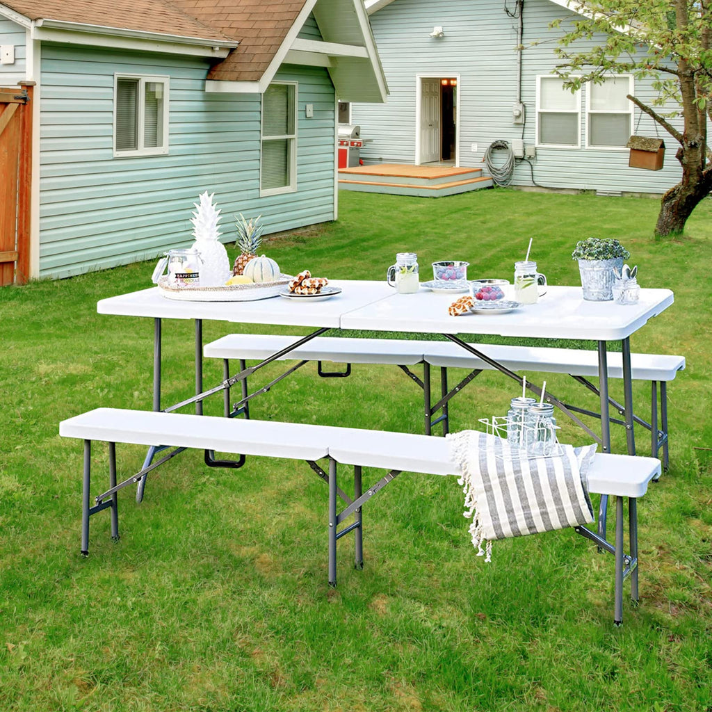 Folding Table 6ft Portable Heavy Duty Plastic White K19001