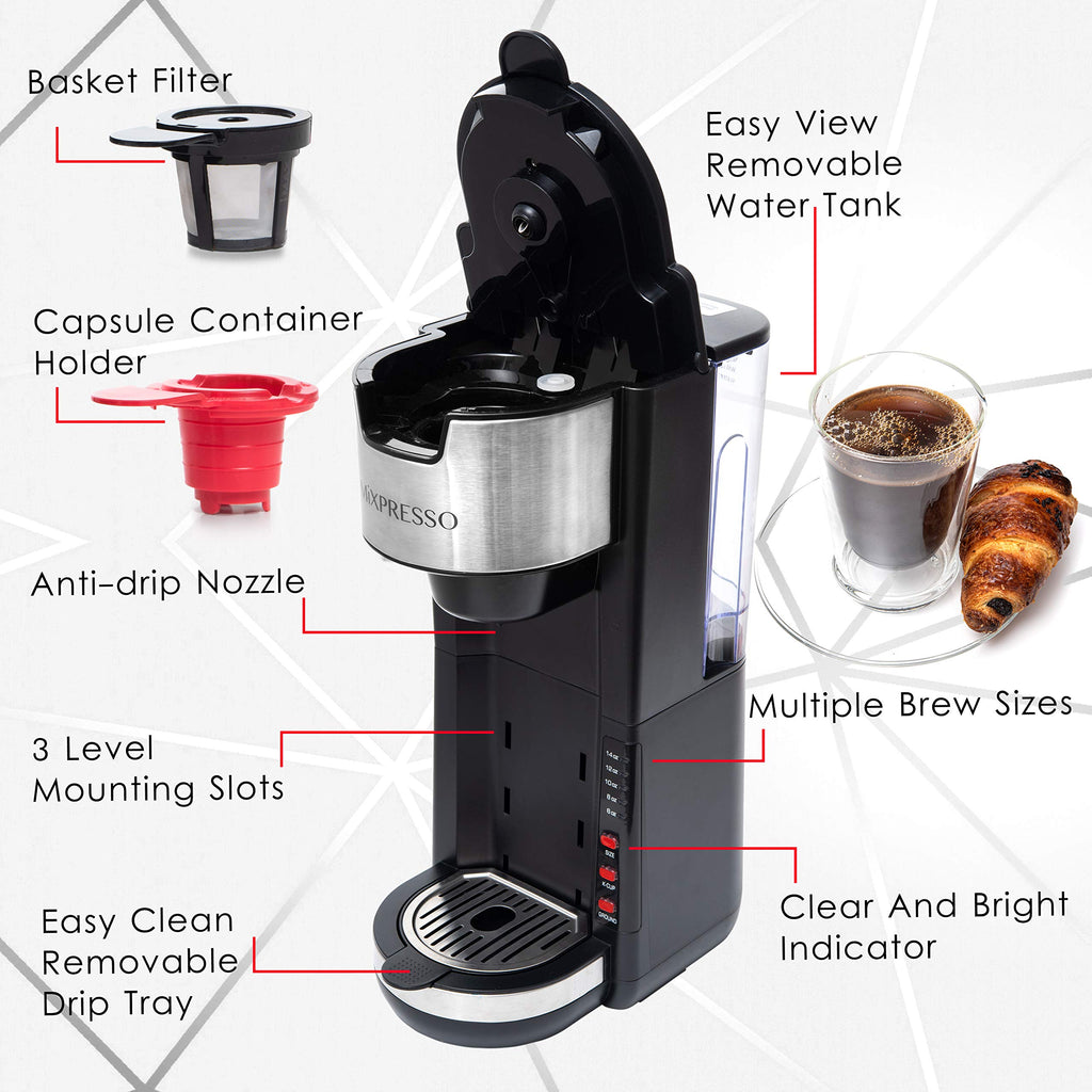 Black Single Serve Coffee Maker 30 oz U161