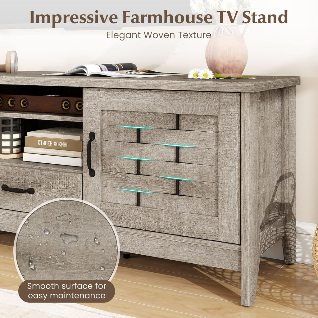 Farmhouse 59" Wood TV Stand with Storage Drawer G386