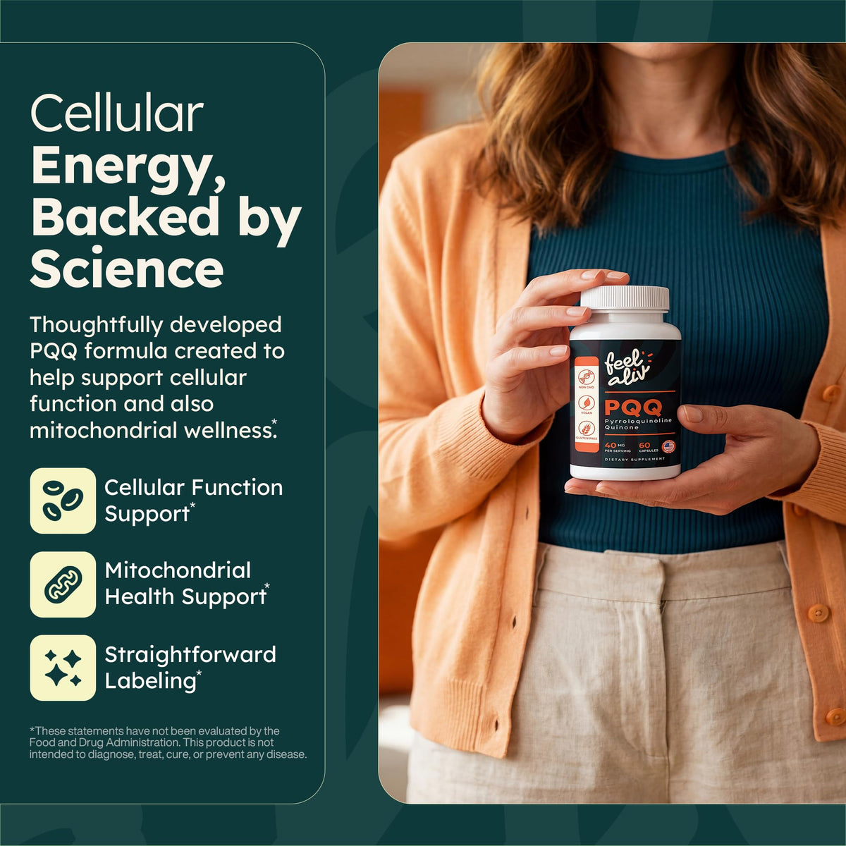 PQQ Supplement 40mg Vegan 60 Capsules T794