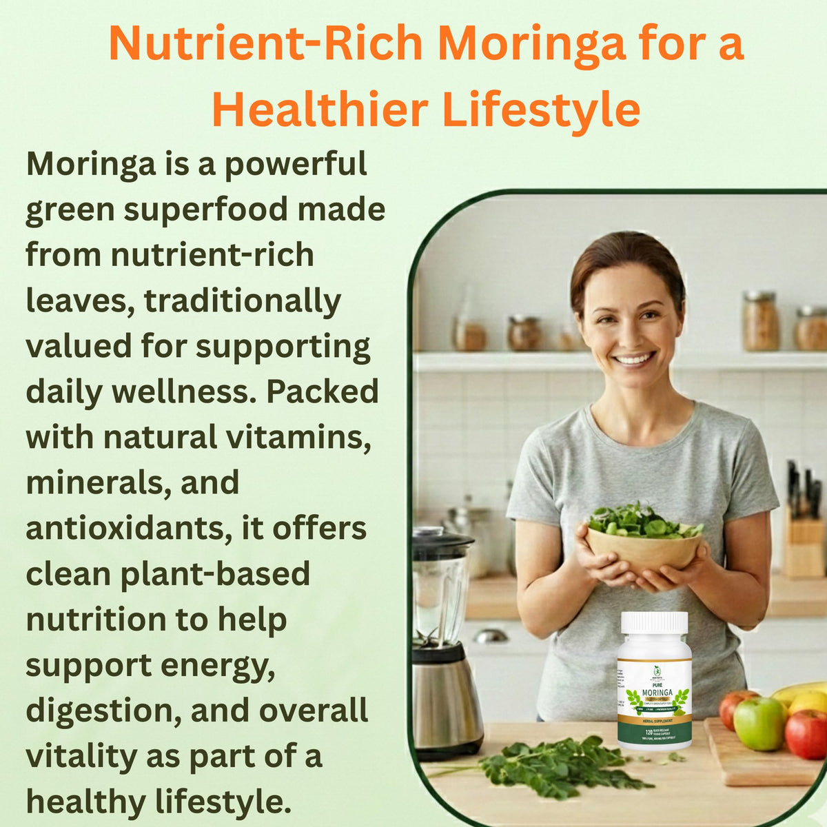 Organic Moringa Capsules 800mg 120 Count V4141