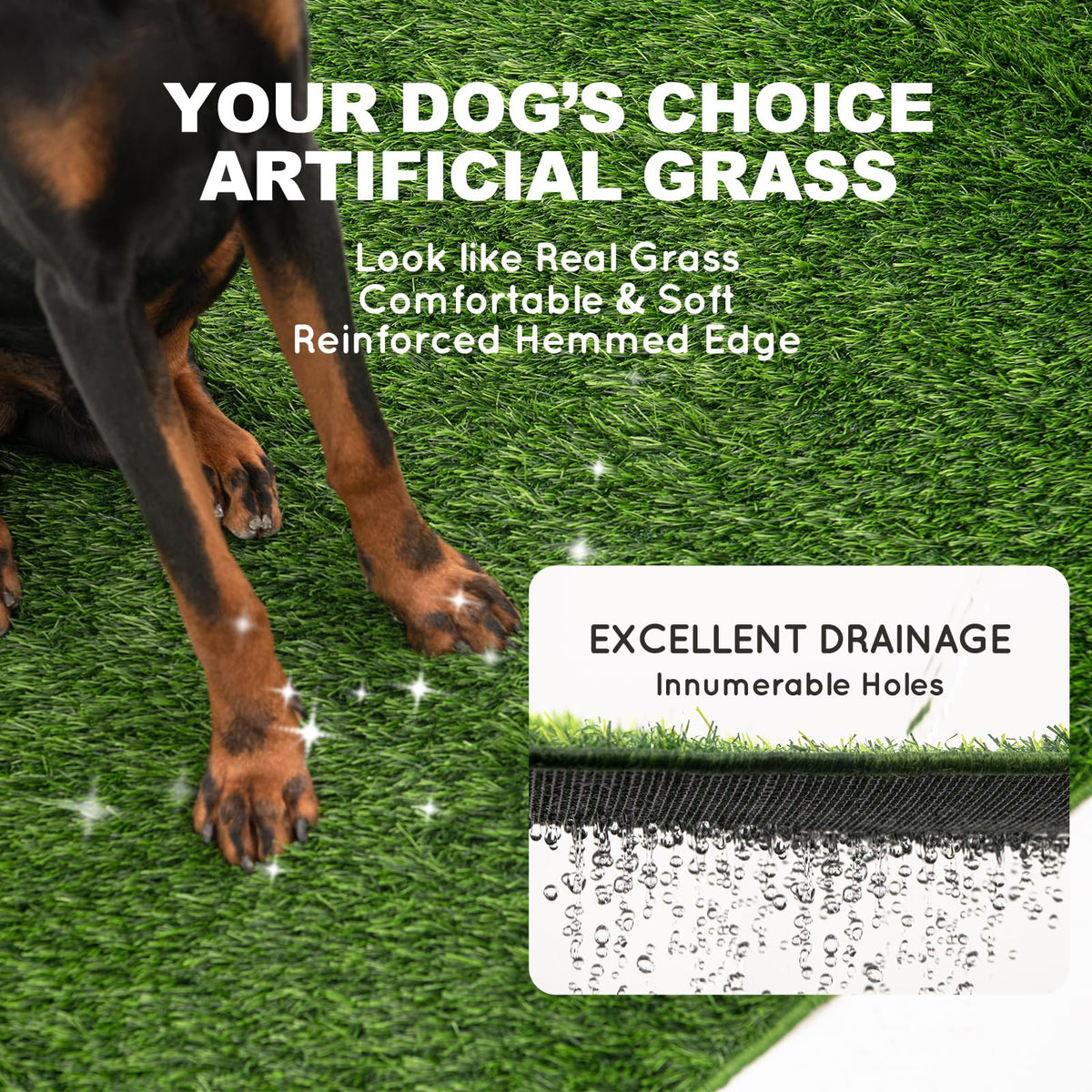 Extra Large Ultra-Absorbent Artificial Grass Pads with Washable Pee Pads 2 Sets C199098