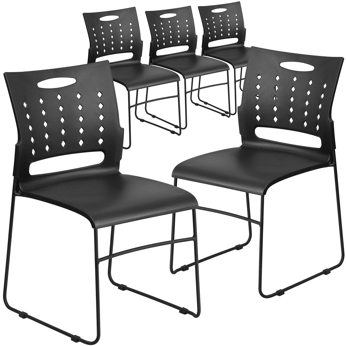 Black Stacking Chairs Set of 5 V89286