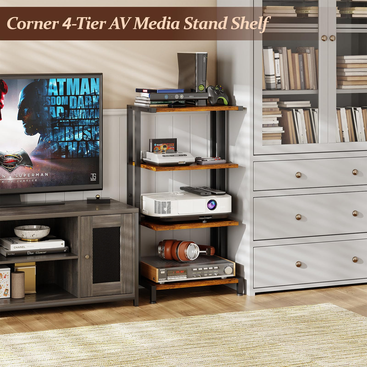 4-Tier Wooden AV Media Stand D217489