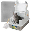 Large Stainless Steel Covered Cat Litter Box with Scoop K84972