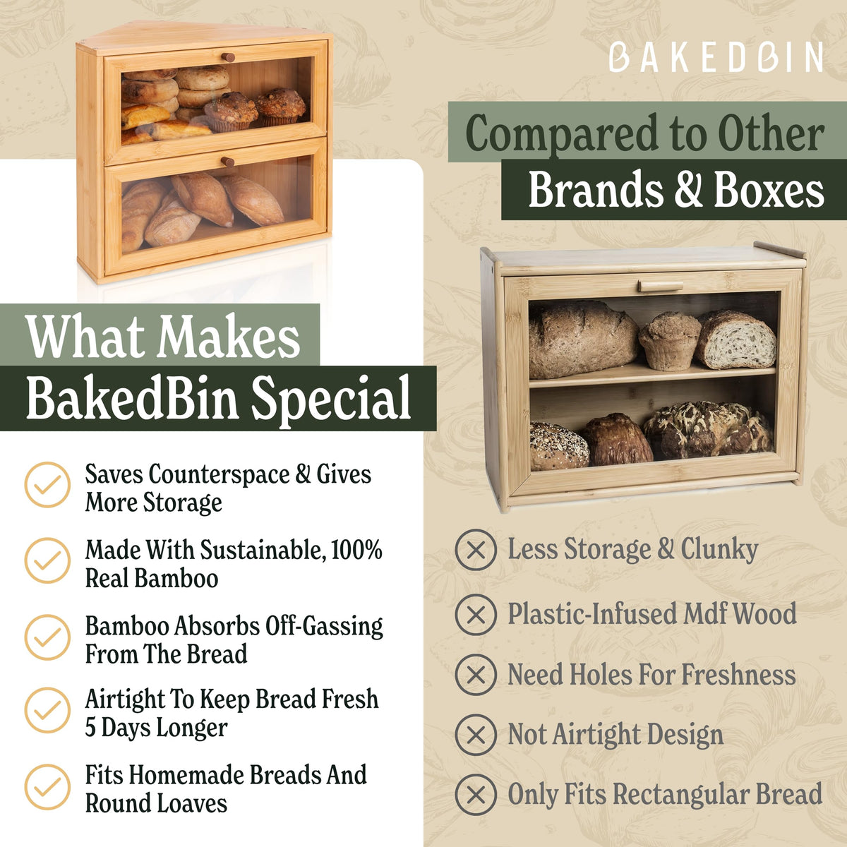 Bamboo Wooden Bread Box Z708