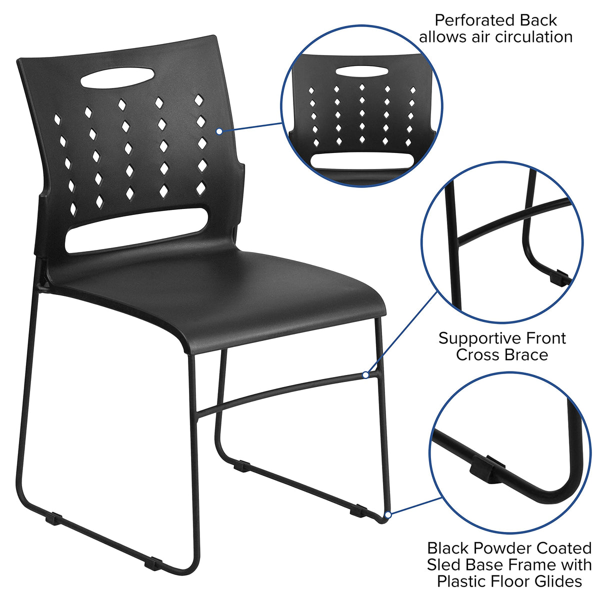 Black Stacking Chairs Set of 5 V89286