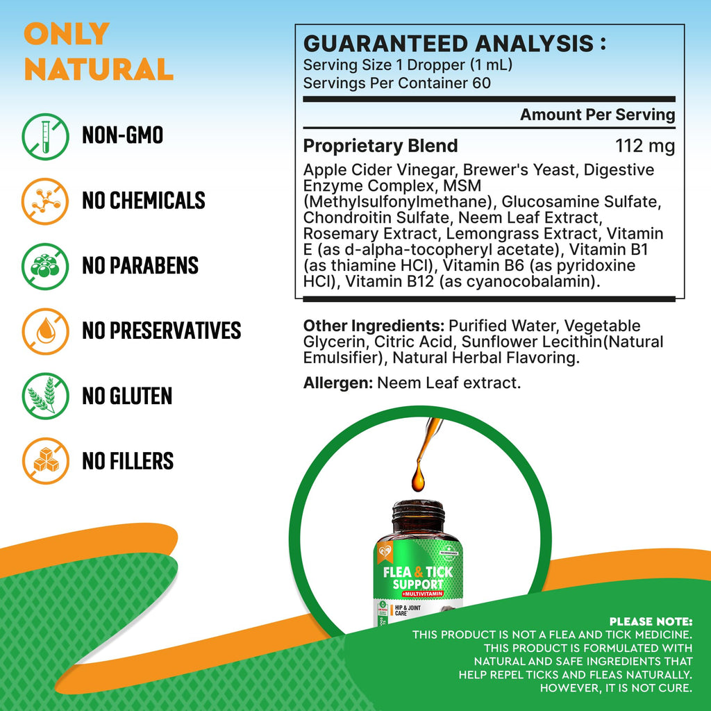 Natural Flea & Tick Prevention Drops for Dogs and Cats U273551