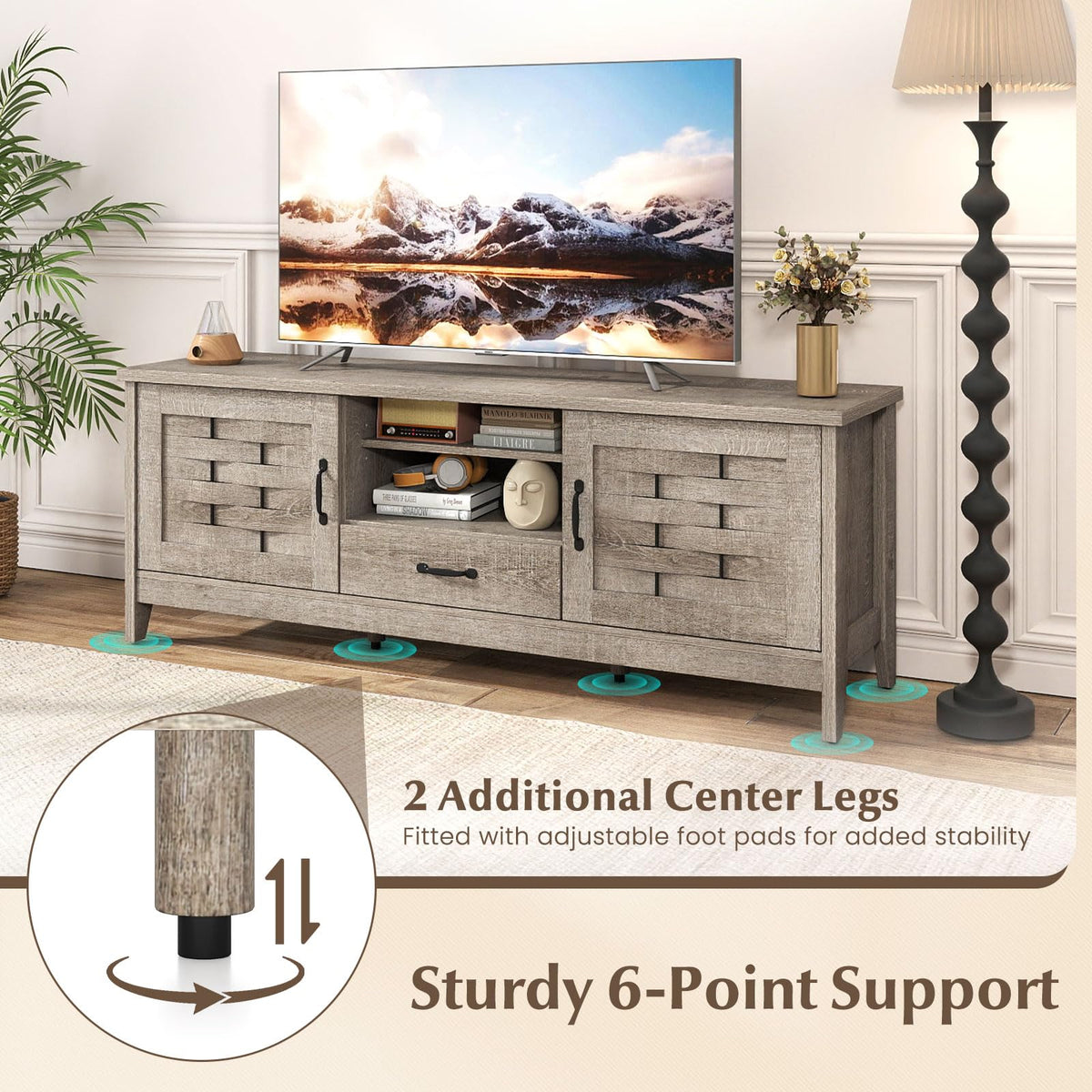 Farmhouse 59" Wood TV Stand with Storage Drawer G386