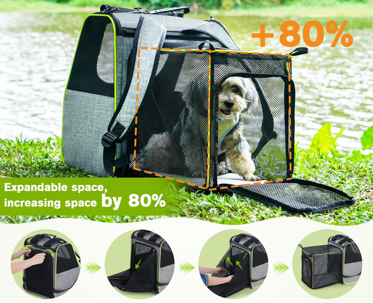 Expandable Cat Backpack Carrier with Ventilated Mesh, Grey M14574
