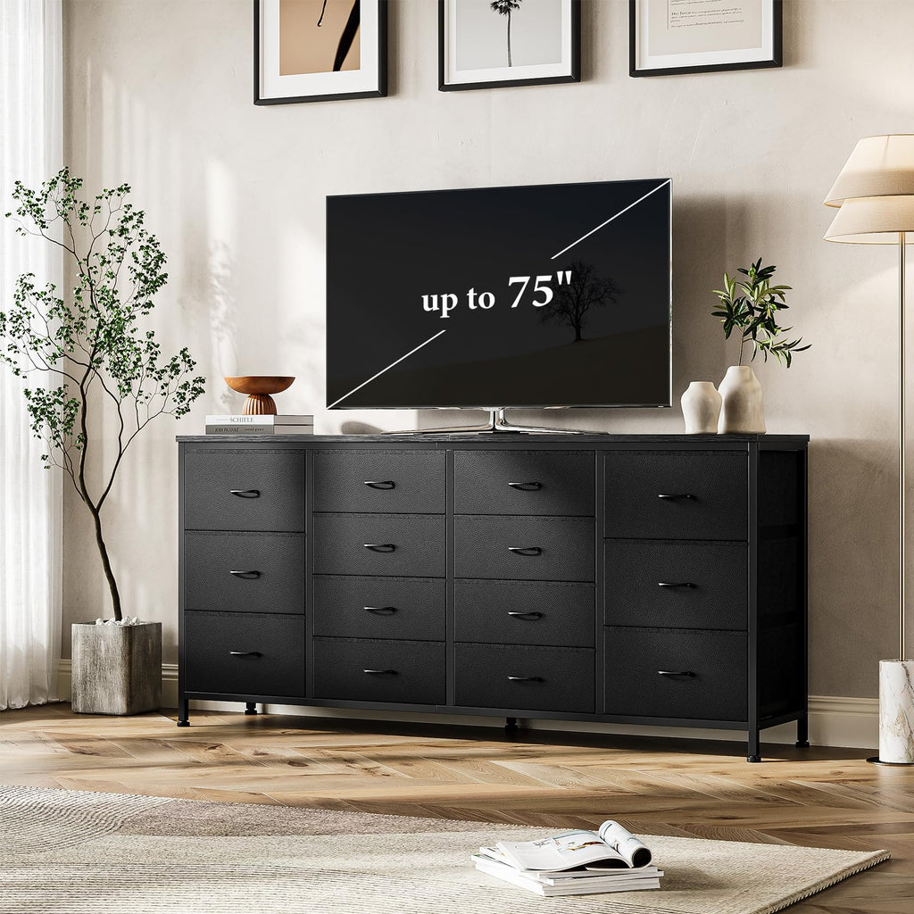Black 14 Drawer Dresser TV Stand U355