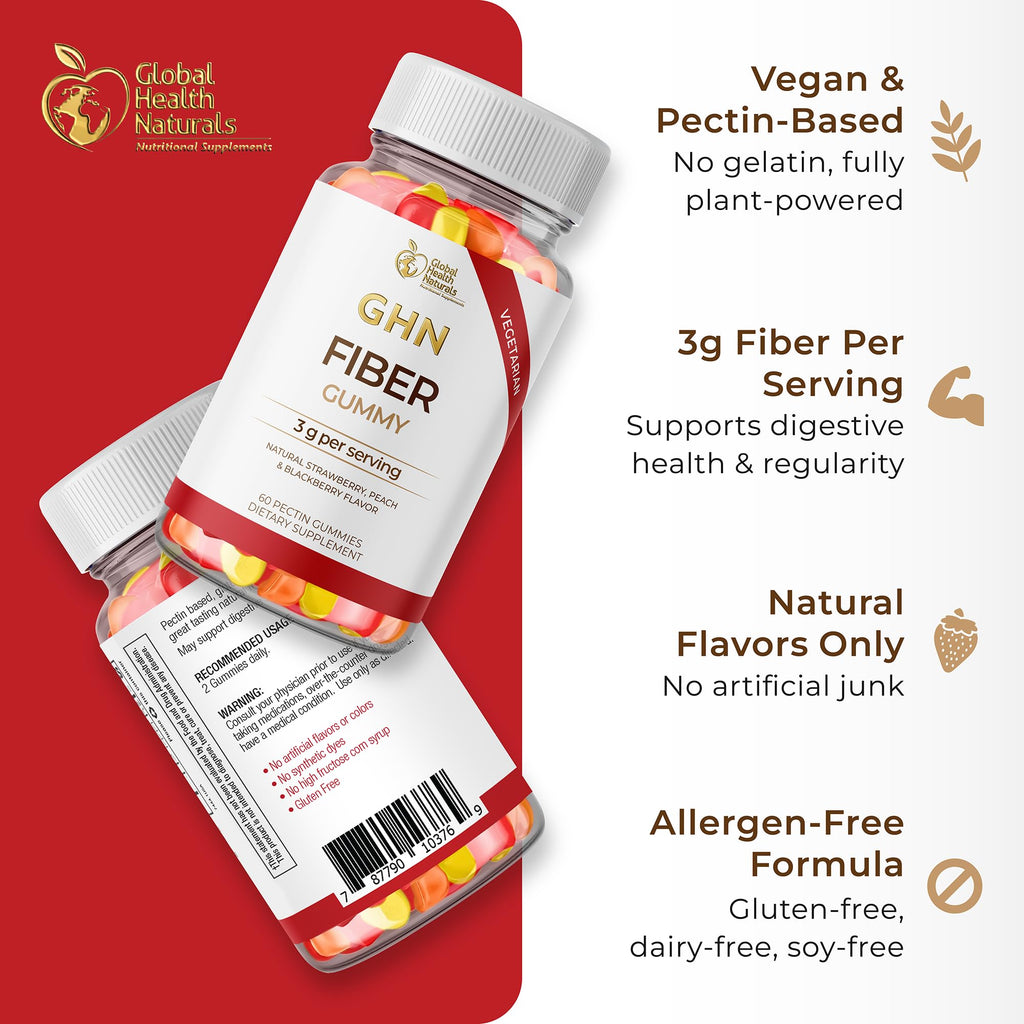 Vegan Fiber Gummies 3g Prebiotic Inulin Non-GMO Gluten-Free 30 Servings P7988