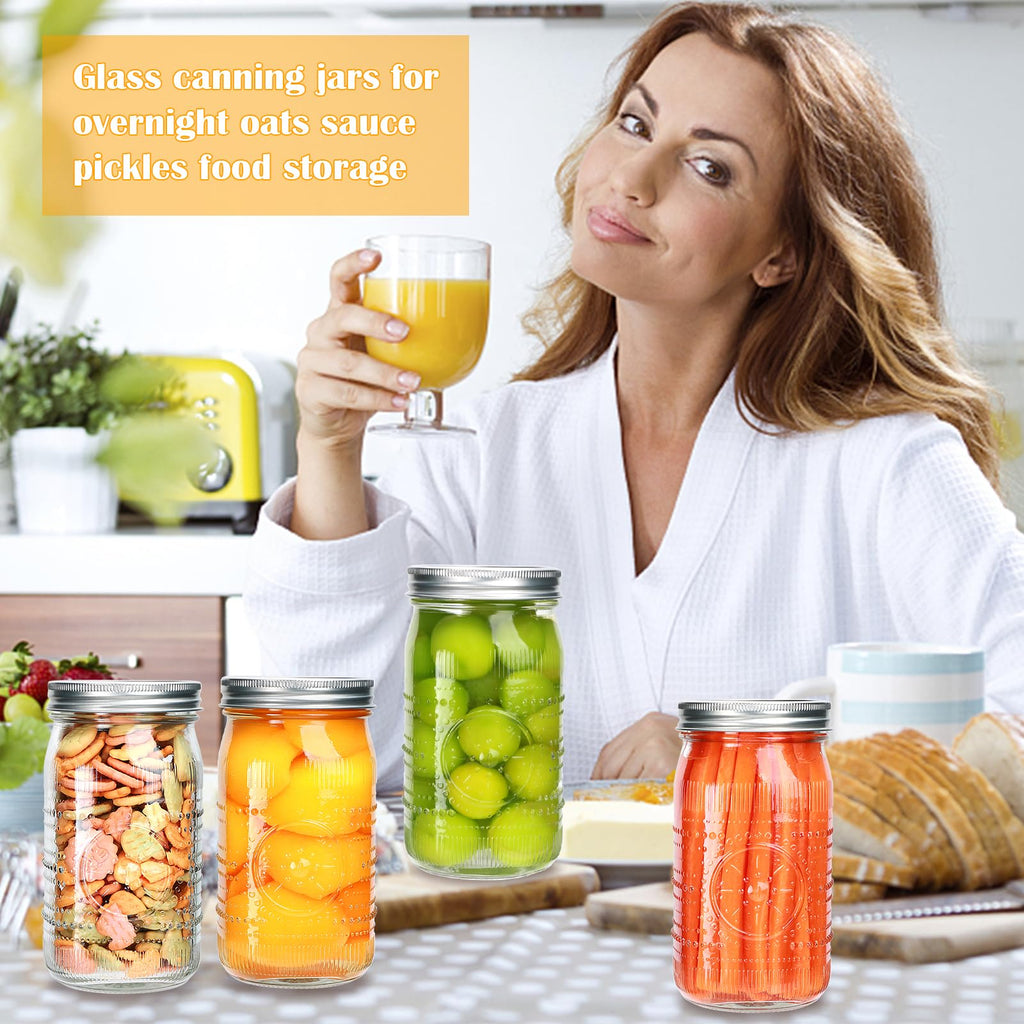 Wide Mouth Mason Jars with Lids 32oz 12 Pack B515987