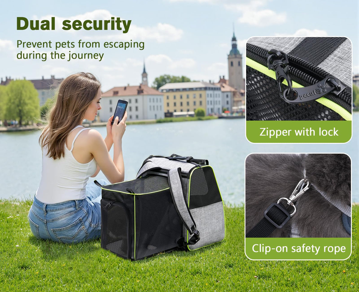 Expandable Cat Backpack Carrier with Ventilated Mesh, Grey M14574