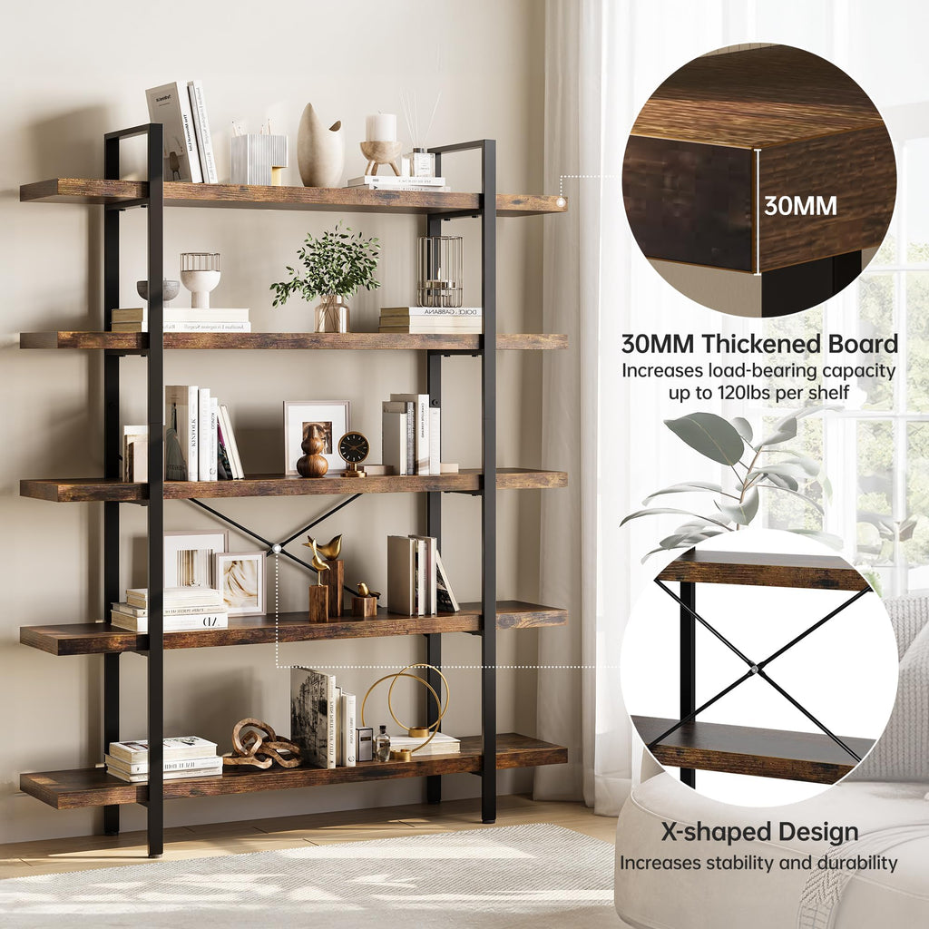 5 Tier 70" H Wood Bookshelf U8244
