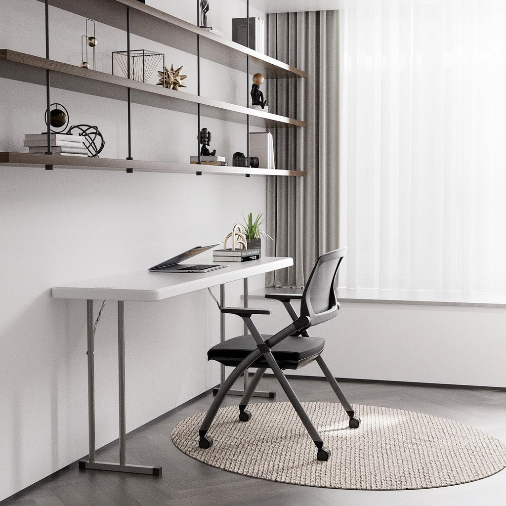 White 6 FT Narrow Folding Table Set of 2 H259