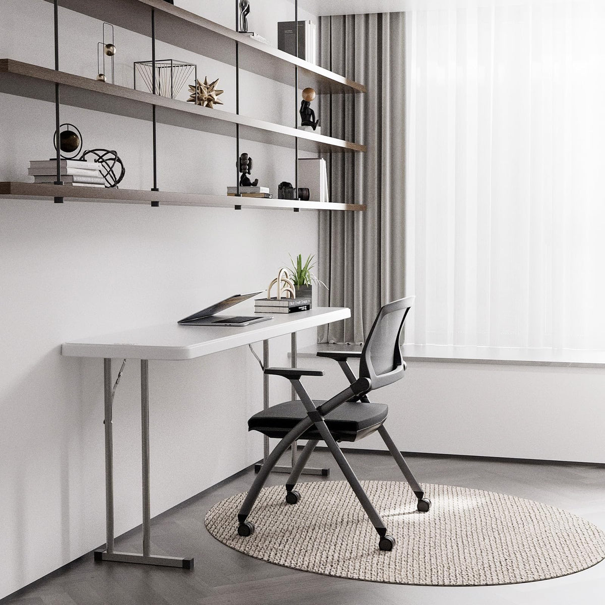 White 6 FT Narrow Folding Table Set of 2 H259