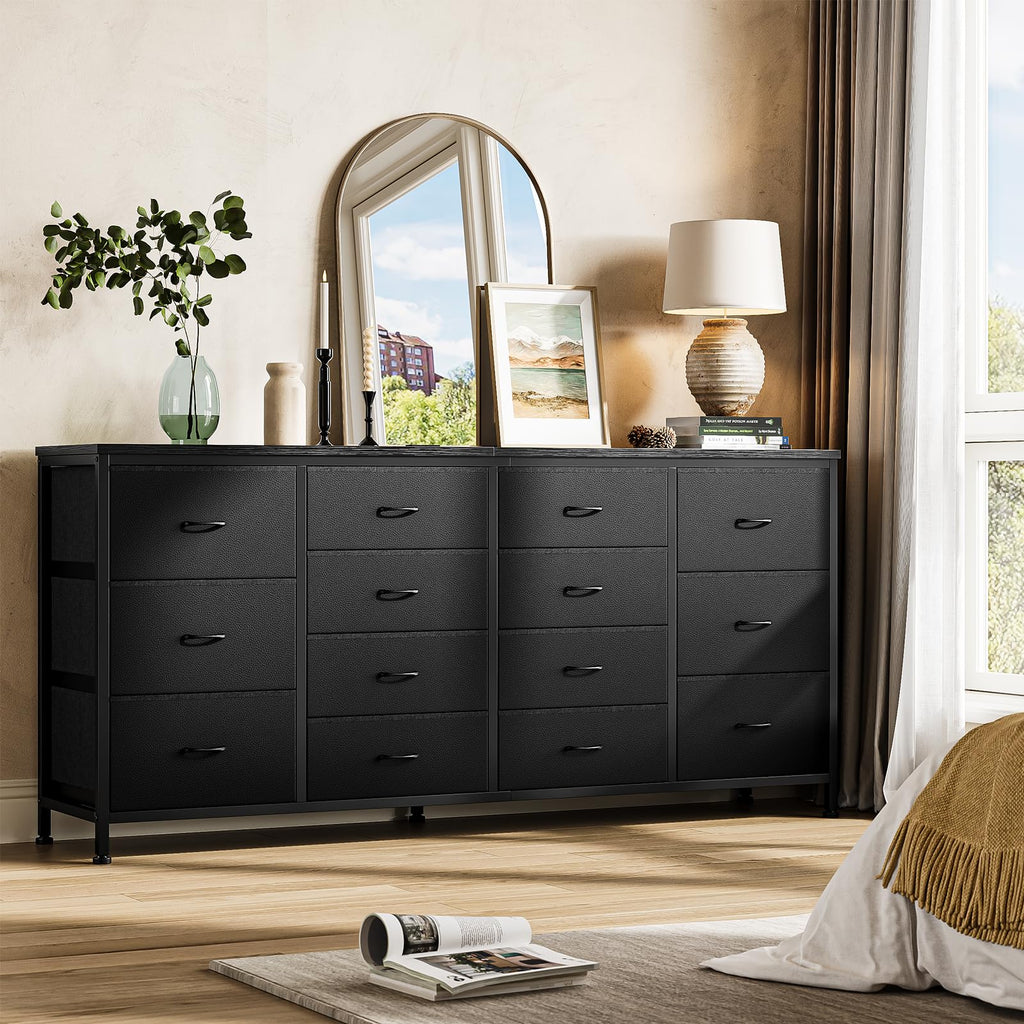 Black 14 Drawer Dresser TV Stand U355