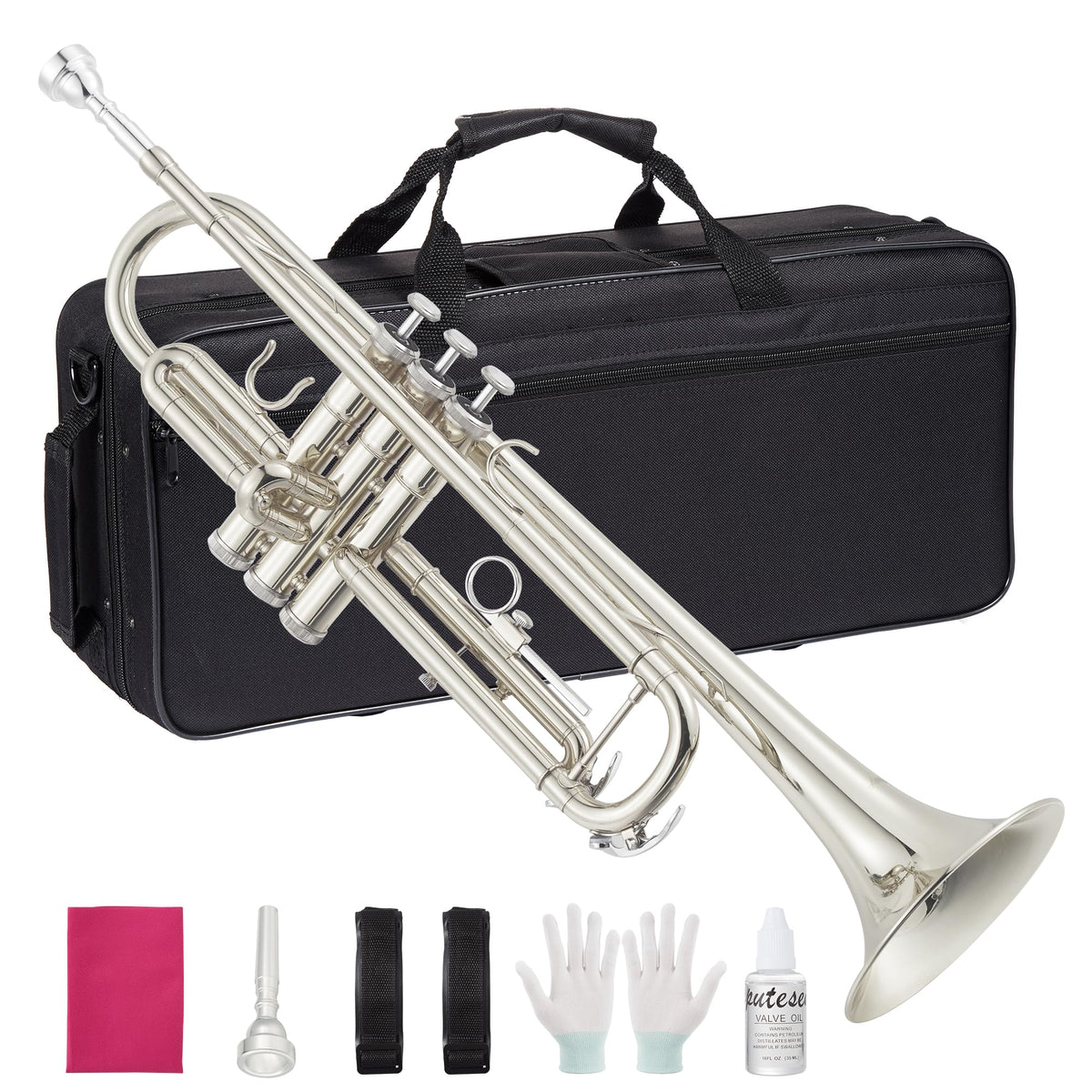 Nickel-Plated Brass Trumpet with Hard Case O642