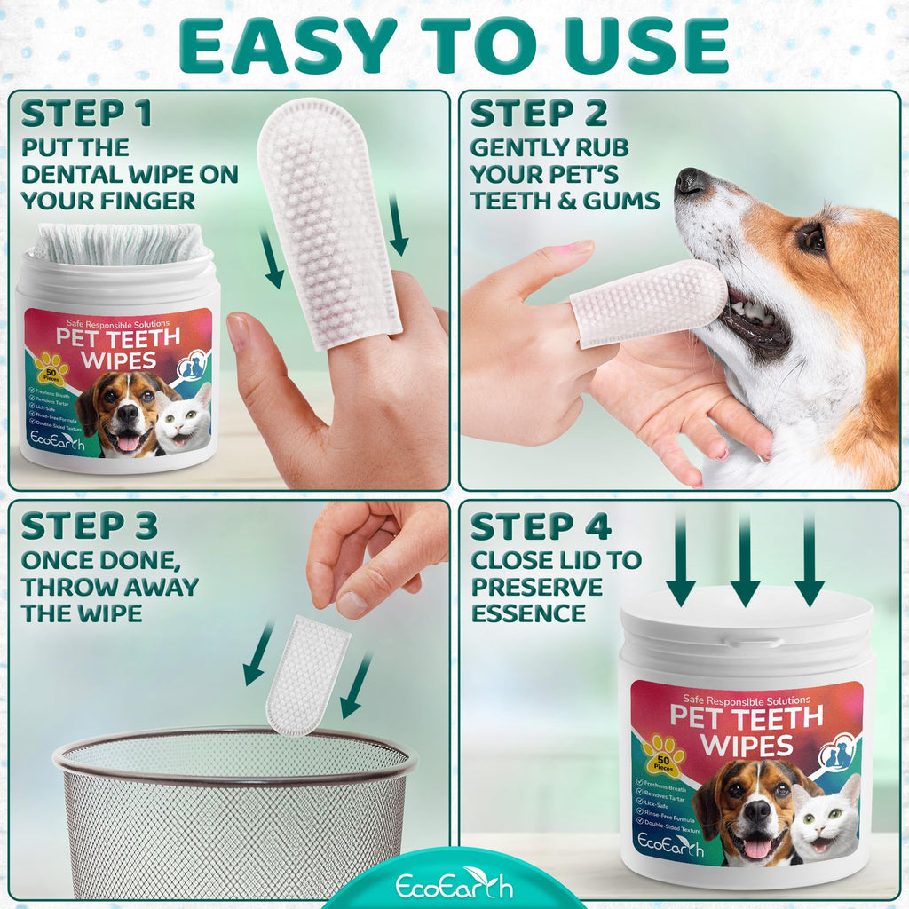 Teeth Cleaning Wipes for Dogs and Cats, 50 pc J485927