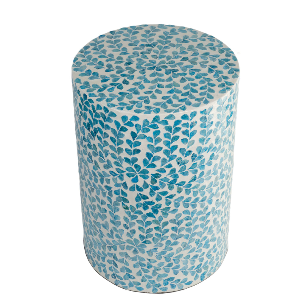 Mother of Pearl Inlaid Cylinder Drum End Table I3011