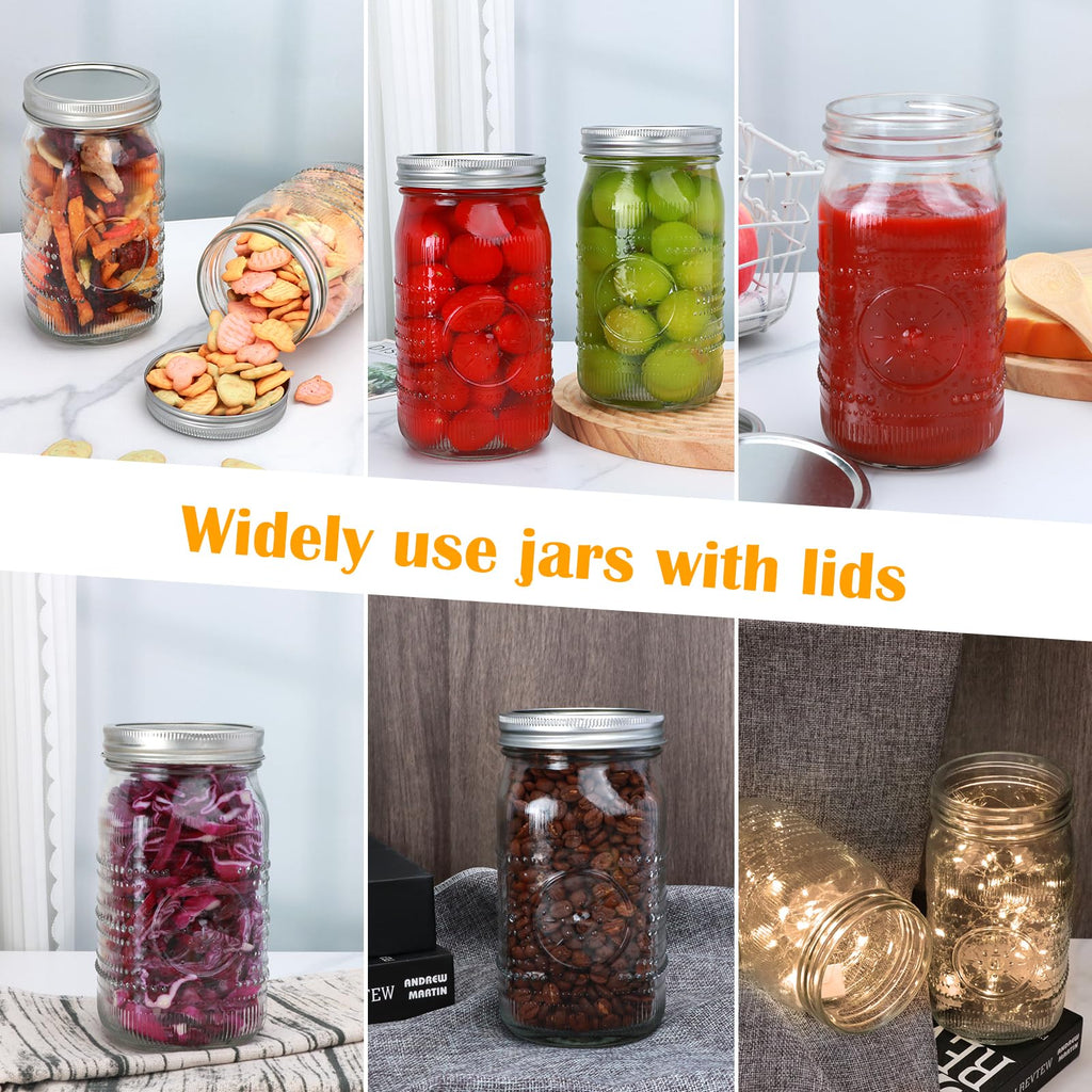 Wide Mouth Mason Jars with Lids 32oz 12 Pack B515987
