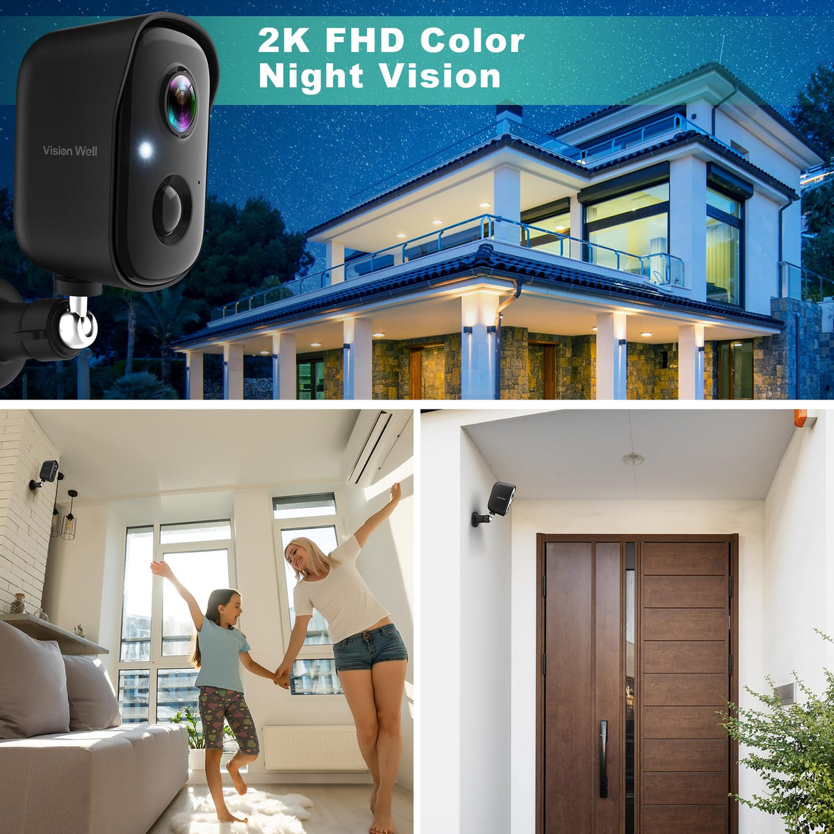 Wireless Outdoor Security Camera 2K Battery Powered A795326