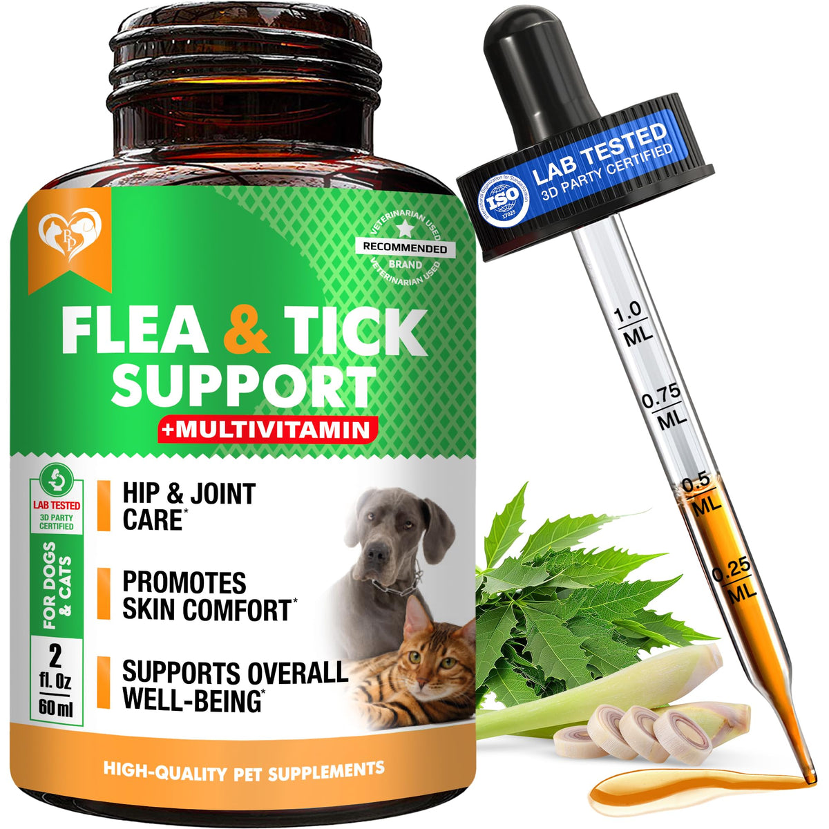 Natural Flea & Tick Prevention Drops for Dogs and Cats U273551