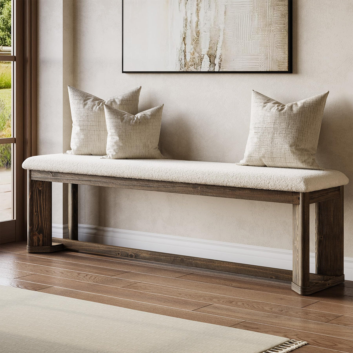 Upholstered Bench with Cushion M9128