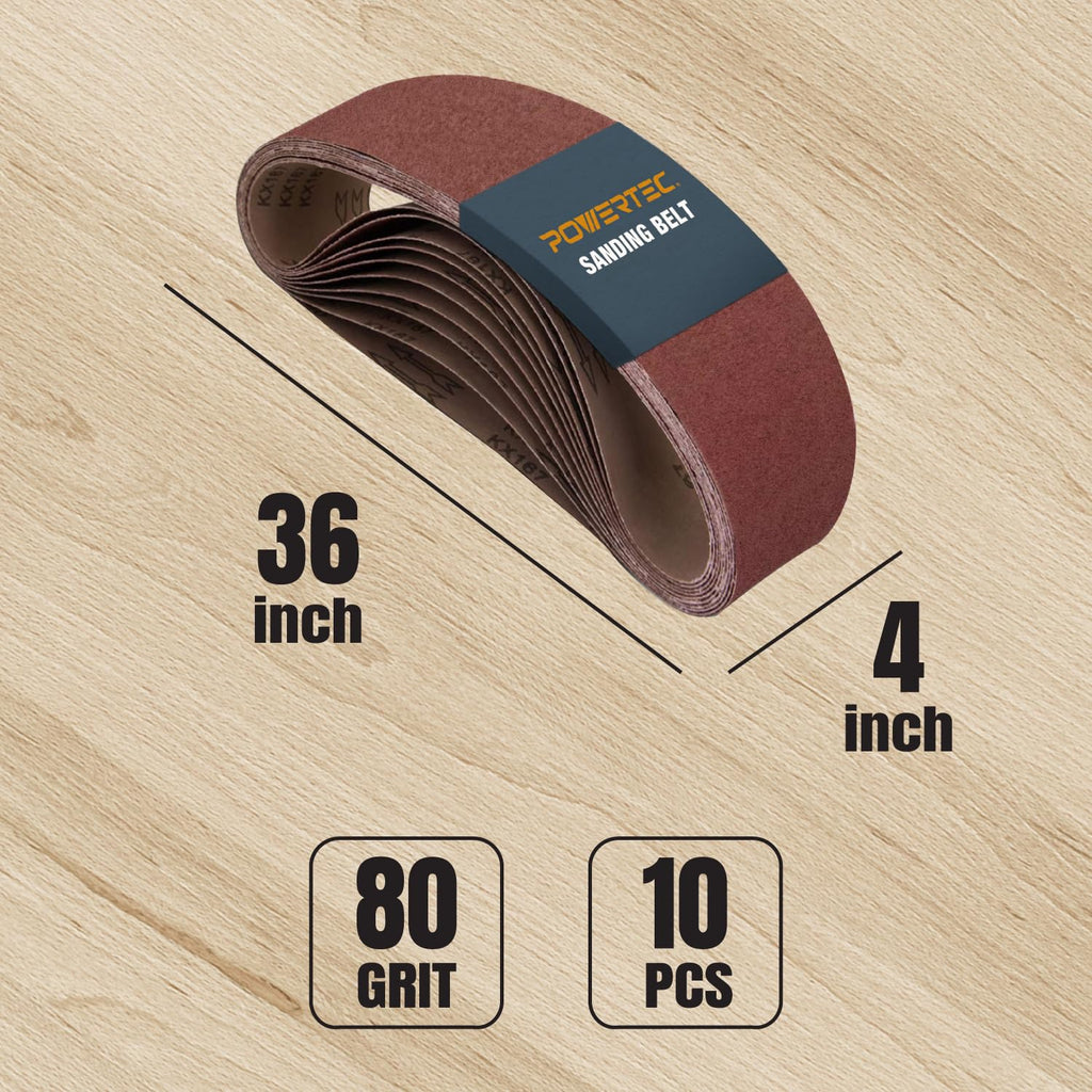 4 x 36 Inch Aluminum Oxide Sanding Belts 80 120 240 Grit 10 Pack I3631