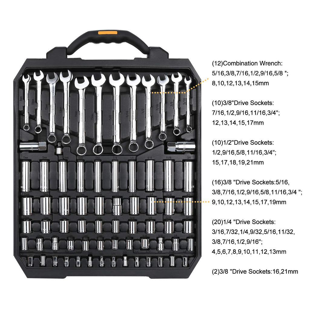 192 Piece Mechanics Tool Set with Plastic Storage Case I4750