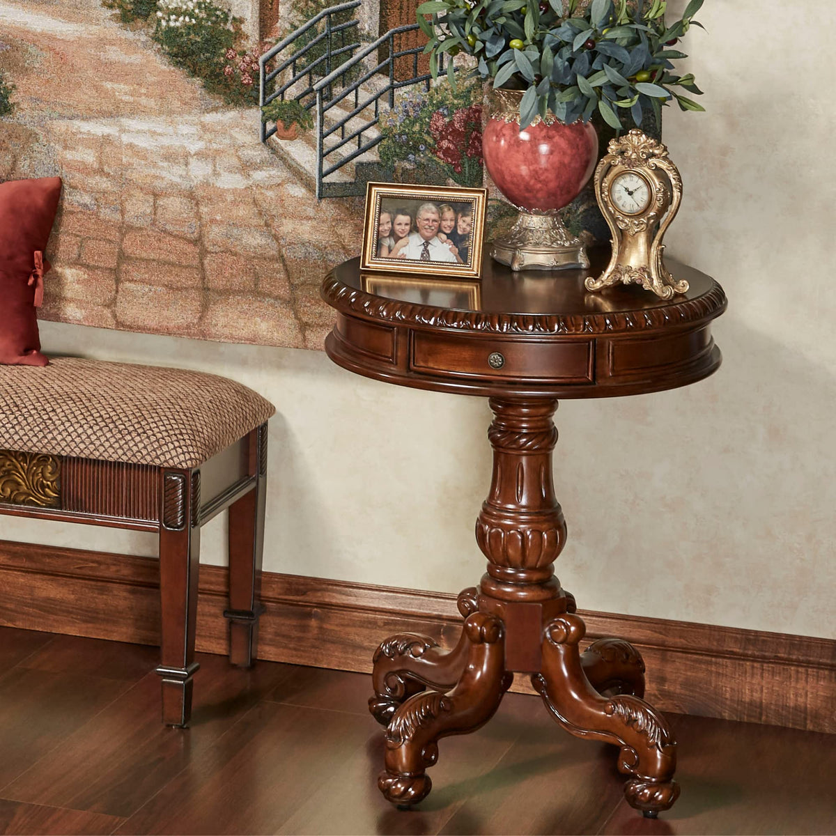 Autumn Cherry Pedestal End Table K20492